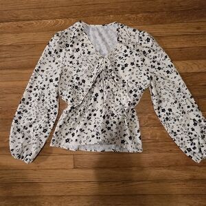 SHEIN Black and White Floral Blouse